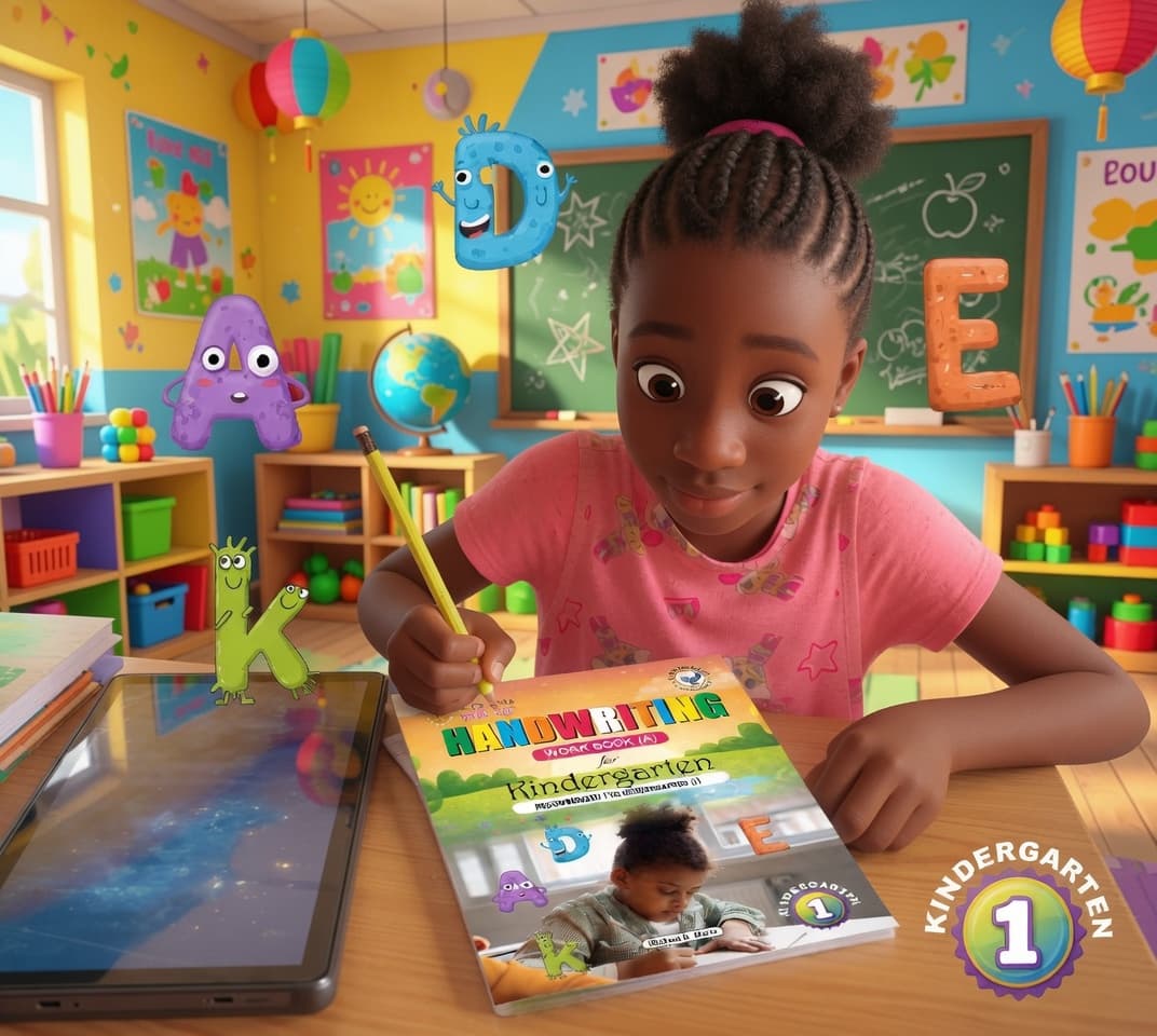 Child using Phoeneagle Handwriting Workbook